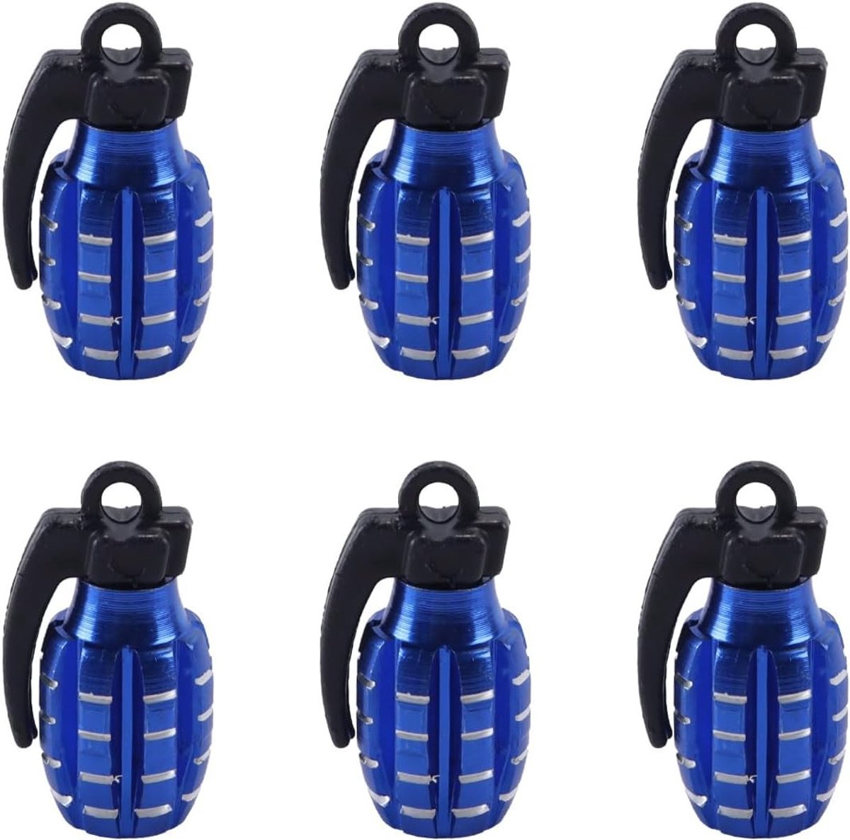 Set van 6 aluminium ventieldoppen voor fiets, auto en motorfiets - Universele pasvorm, Blauw, Duurzaam en Lichtgewicht