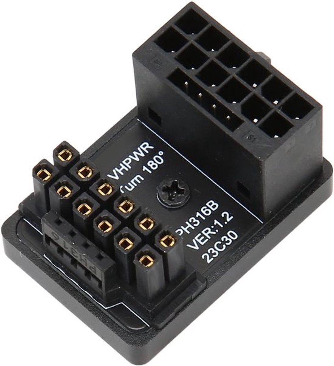 Allecto - 12V GPU Power Adapter - 180 Graden Hoek - Duurzaam - Zwart - 16 Pins PCIe