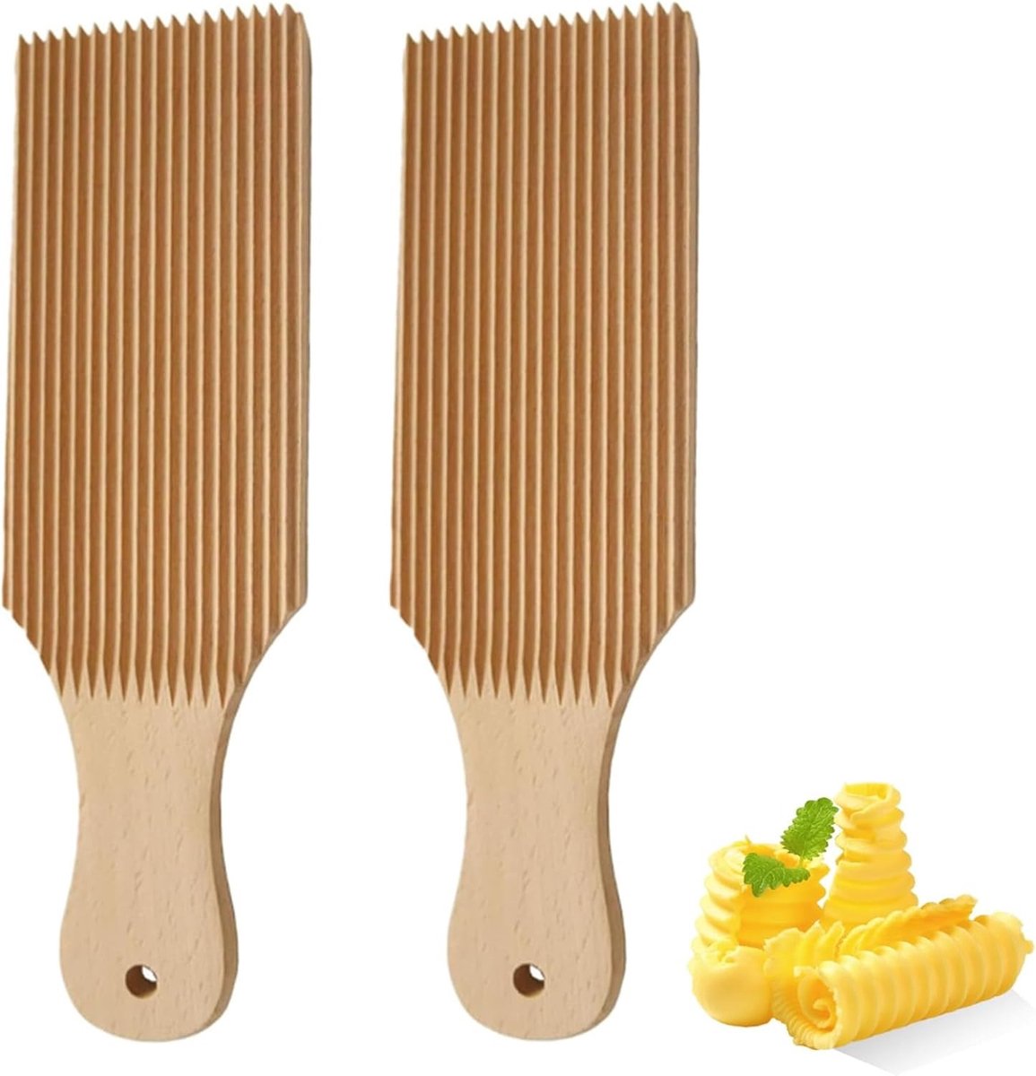 Gnocchi Plank van 24 x 6.5 cm, Houten Pasta Accessoires, Spätzle Bord met Groeven, Ideaal voor Pasta, Versgemaakte Gnocchi en Italiaanse Gerechten