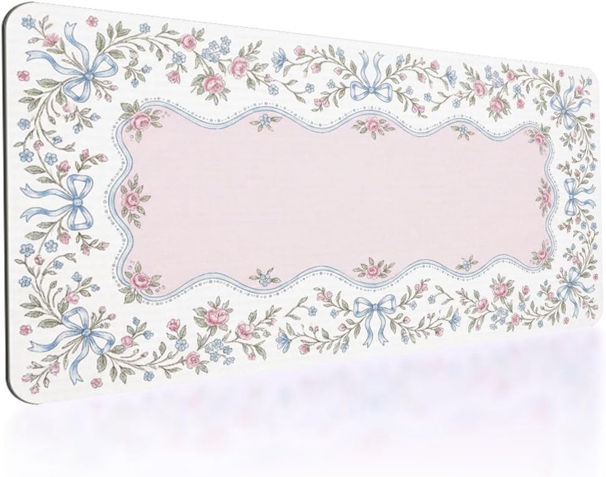 Grote gaming muismat met bloemenrankendesign, antislip bureauonderlegger voor toetsenbord en muis, 80 x 40 cm, ideaal voor computer en laptopgebruik