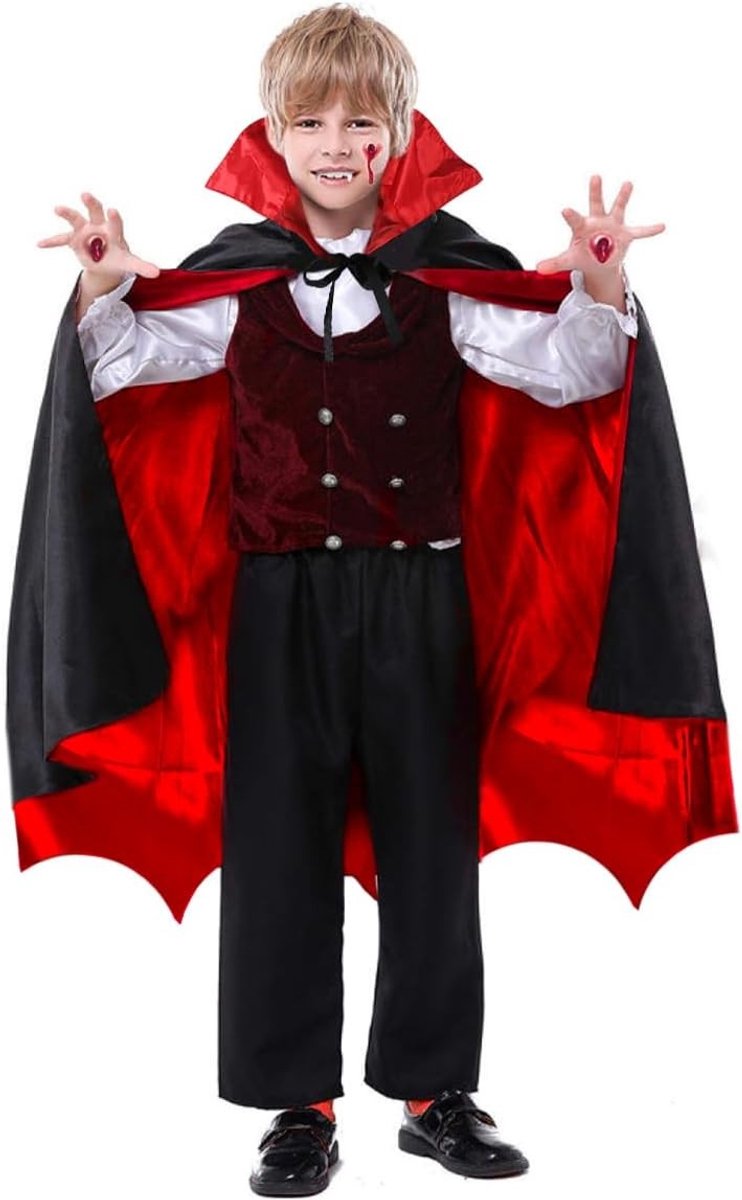 Halloween cape met tanden voor volwassenen en kinderen, griezelige kostuumaccessoire voor feesten