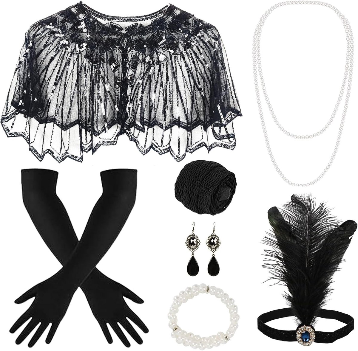 Gatsby accessoires voor vrouwen - Flapper kostuum accessoires voor carnaval en feestjes