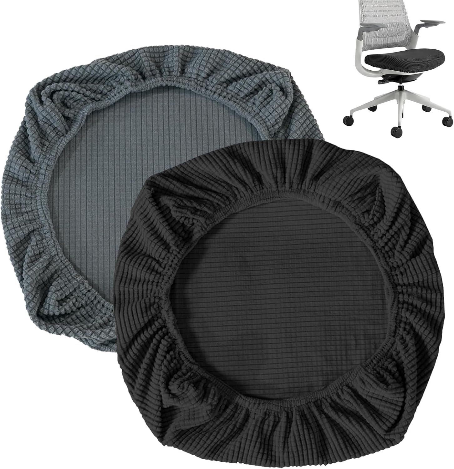 Bureaustoelhoezen 50 cm - zwart/grijs - 2 stuks - bescherming en fris zitgevoel - ServiceTopper