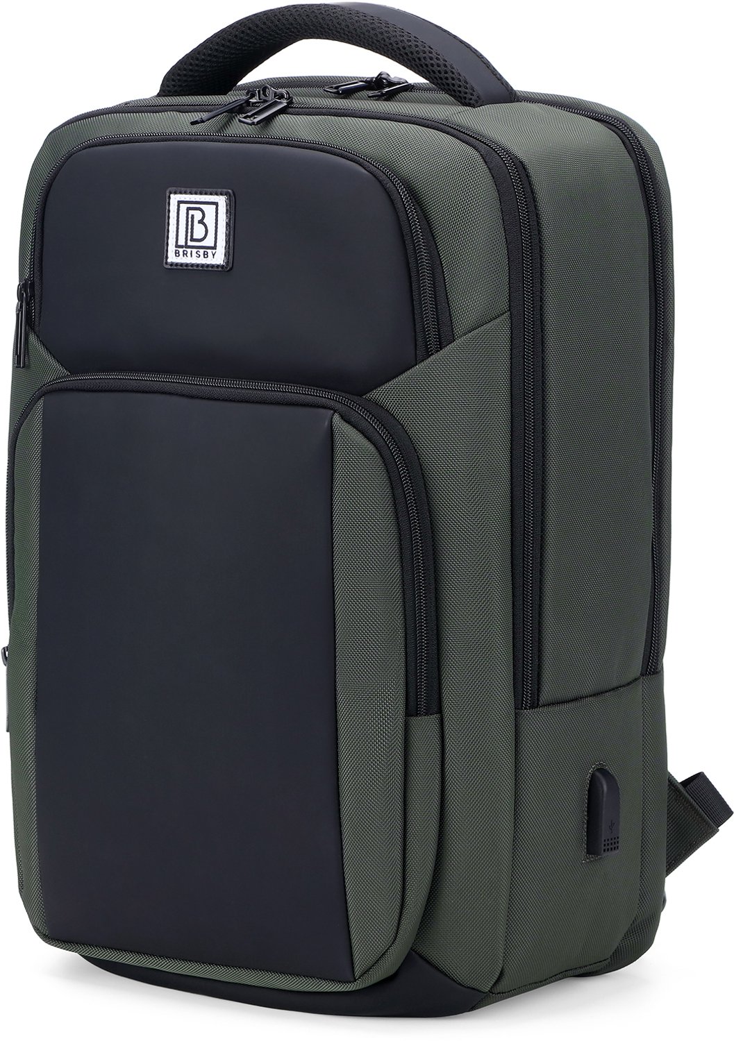Brisby Rugzak Pro 1 – Laptoprugzak tot 15,7 inch voor Werk, School en Reizen – Waterafstotend – Met Tabletvak, Antidiefstalvak en Trolleysleeve - Groen