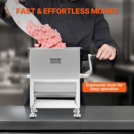 Handmixer Vleesmixer - 15 L Capaciteit - 6,8 kg Vlees - RVS - Handmatig Bediening - Vleesmenger — afbeelding 4