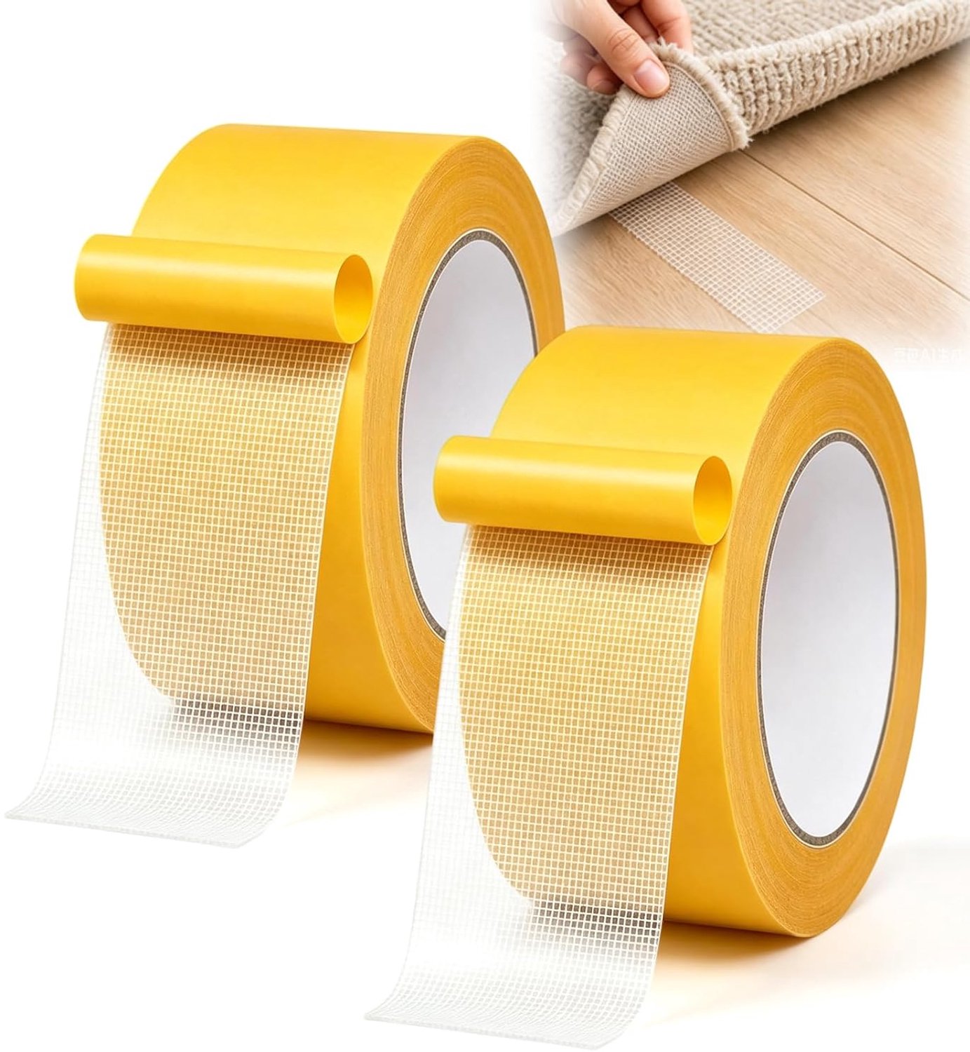 2 rollen dubbelzijdig plakband - 5 cm x 5 m - Transparant plakband - Dubbelzijdig tapijtplakband - Naadloos of strijkbaar afwerkband - Voor stoffen, kleding, broeken, gordijnen, enz.