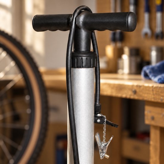 Fietspomp Classic - Zilver - Vloerpomp voor Dunlop, Presta en Schrader — afbeelding 3