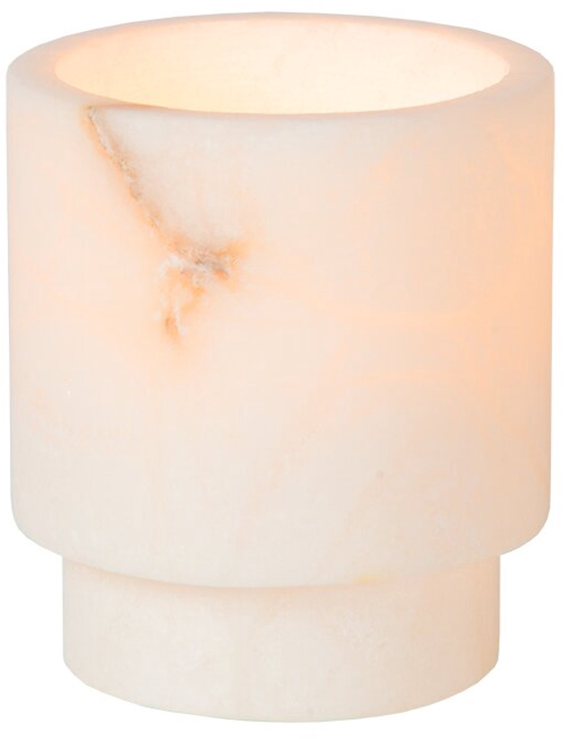 Atmooz Mick S Theelichthouder - Luxe Alabaster Waxinelichthouder - Ø7.5 x H9 cm - Natuursteen Windlicht - Modern Sfeerlicht Wit