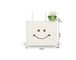 WiseGoods Wifi Wandkastje voor Router - Draadloos Wifi Kastje met Smiley - Wandkast Kabelbox Opbergdoos - Hout Wit Woonkamer
