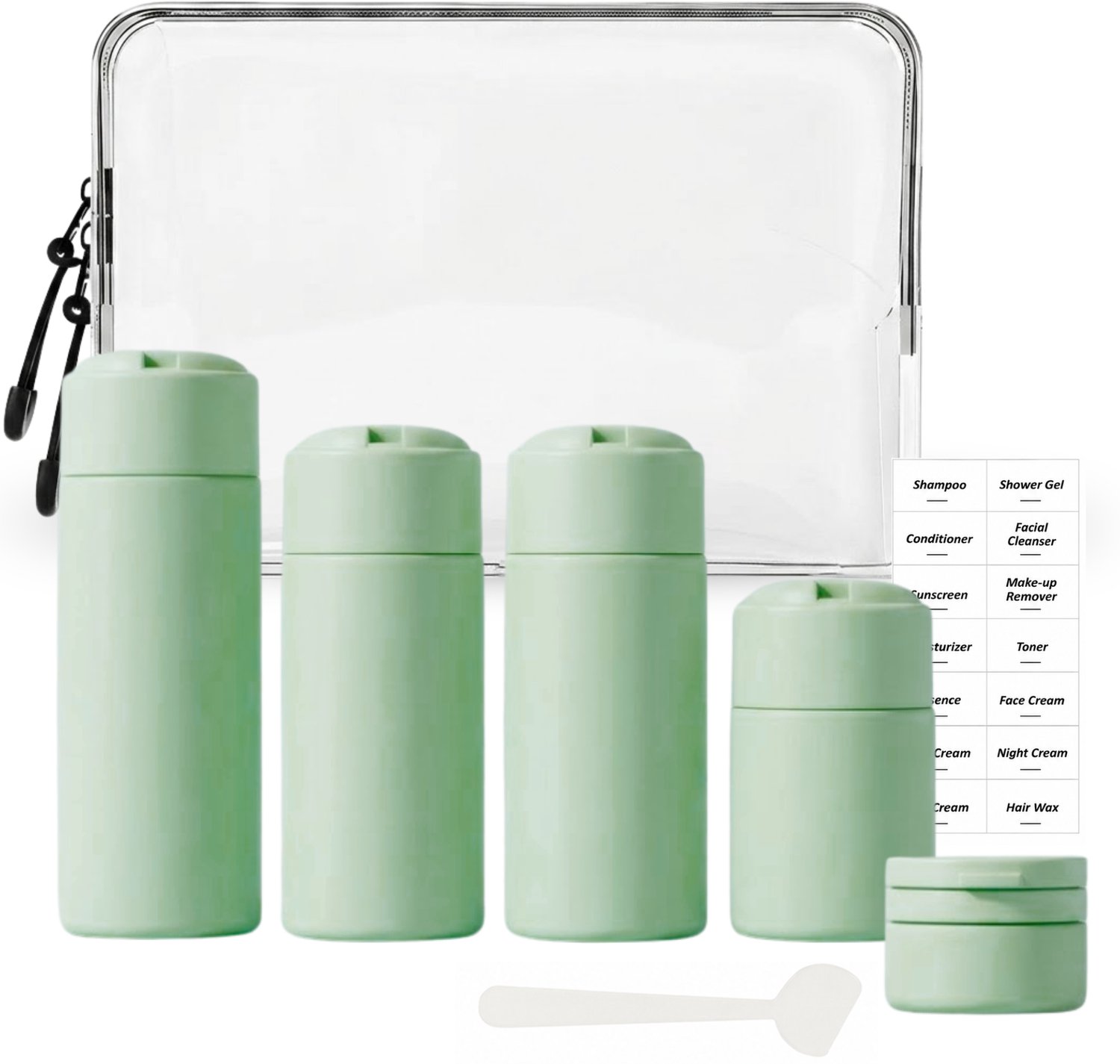 Tamarow Reisflesjes met Etui - 100ml Siliconen Reisflacons - 6-Delig - Reisaccessoires - Cosmetica Potjes - Reis Flesjes - Groen