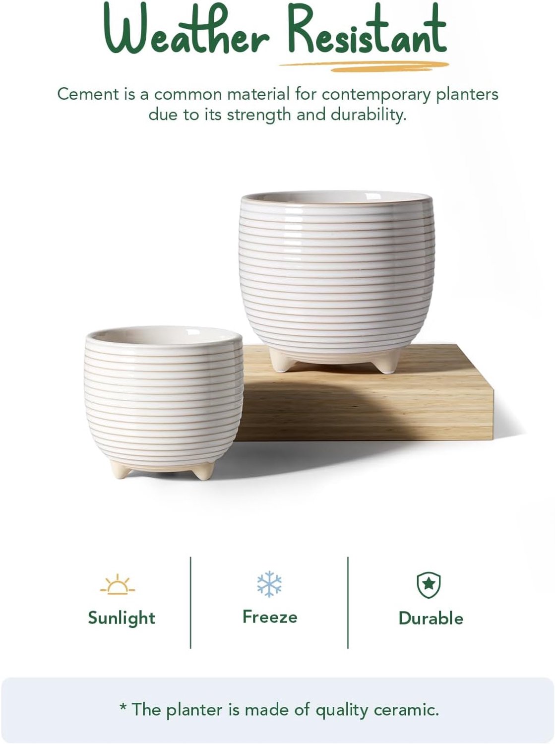 Keramische Bloempotten op Poten Set van 2, 12,5 en 16 cm, met Afwateringsgat, voor Tafel, Plank en Thuis Kantoor — cadeau in Wonen & Interieur - foto 7