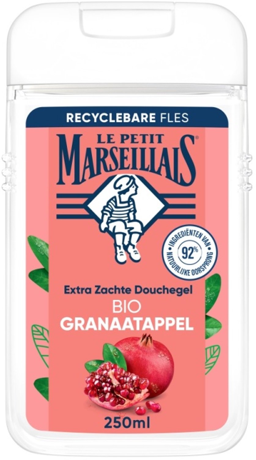 Le Petit Marseillais Gel Douche Extra Doux Grenade BIO, pH neutre pour la peau et testé sous contrôle dermatologique, 250 ml