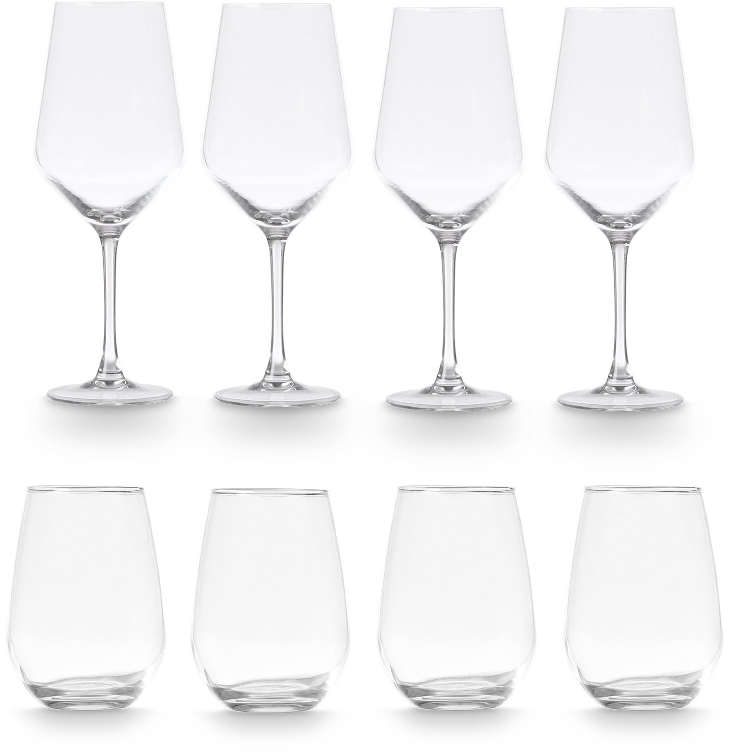 Vivalto - Set van glazen en wijnglazen, 8 stuks.