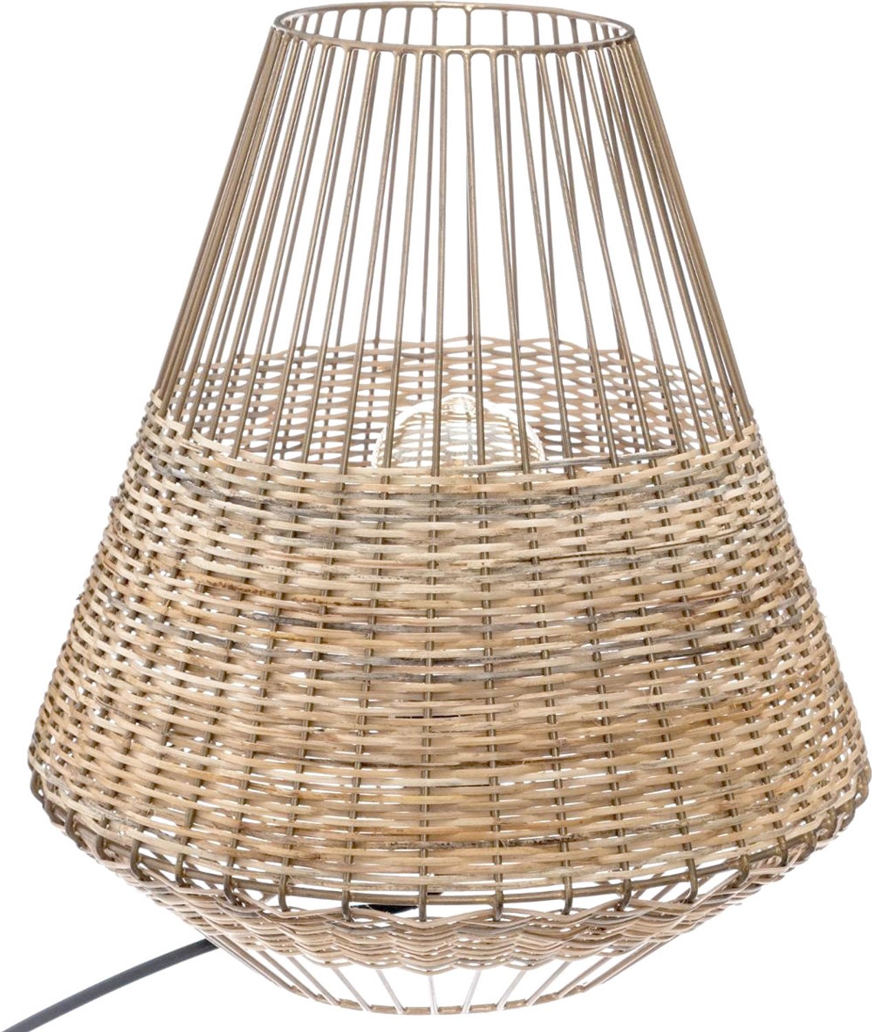 Atmosphera - Lamp van riet en metaal CHERAW, 33,5 cm, beige
