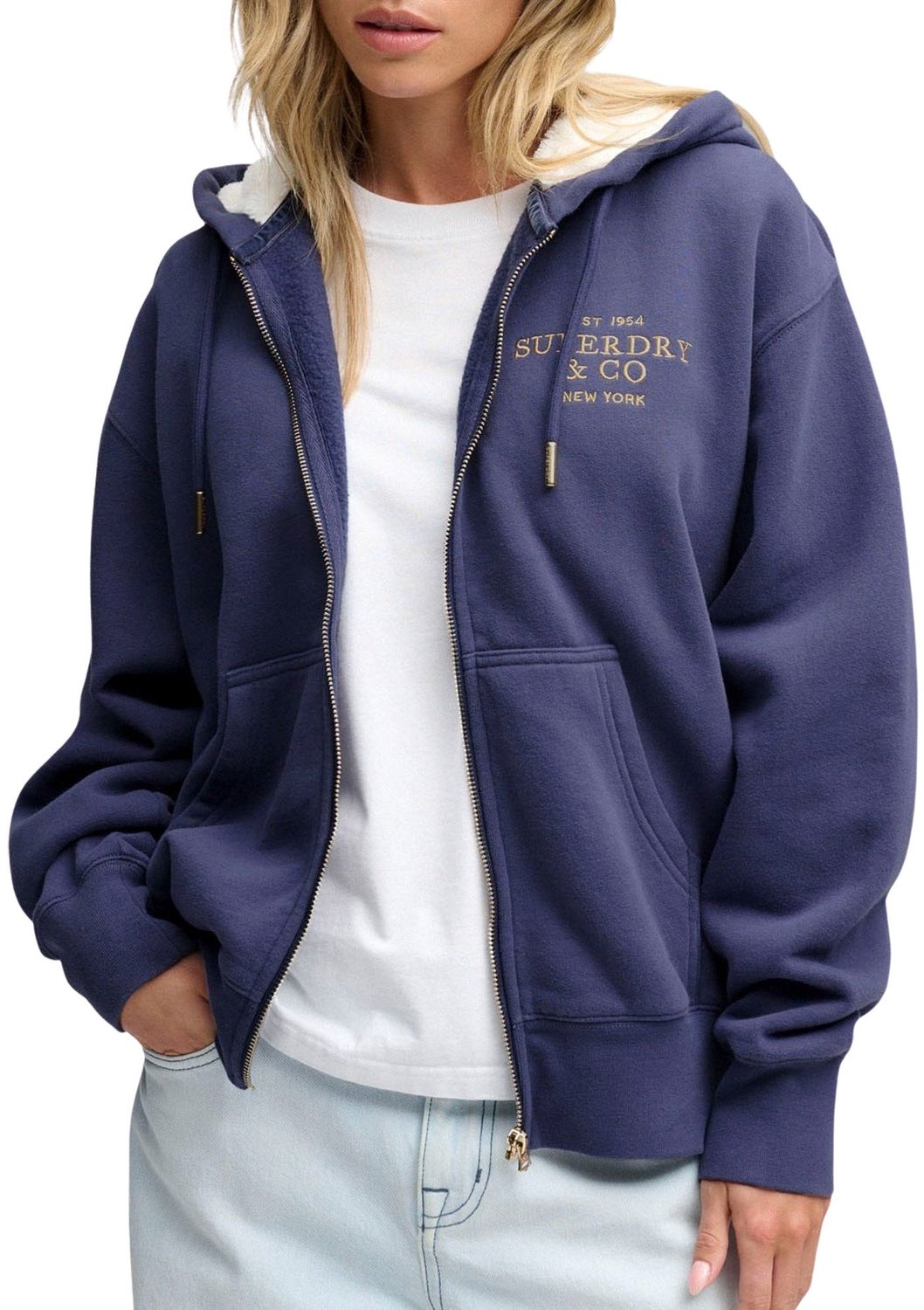 Superdry Luxe Zip Hoodie Dames Blauw