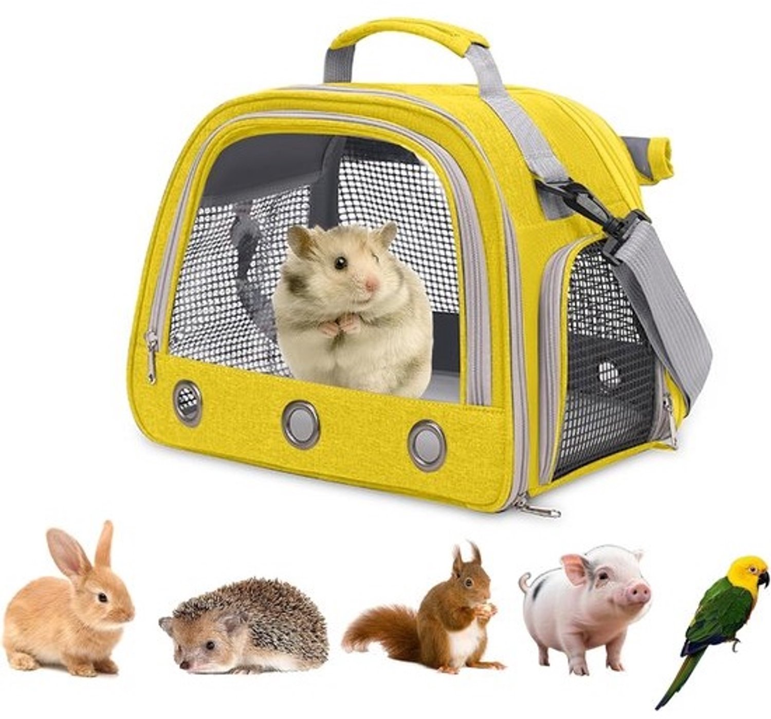 Draagbare Huisdierentas - Transportkooi Kleine Dieren - Veilig Vervoer - Lichtgewicht Ontwerp - 35x25x23 cm - Geel