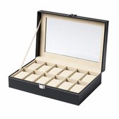 Horlogebox - Zwart - Geschikt voor 12 horloges