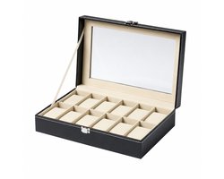 Horlogebox - Zwart - Geschikt voor 12 horloges