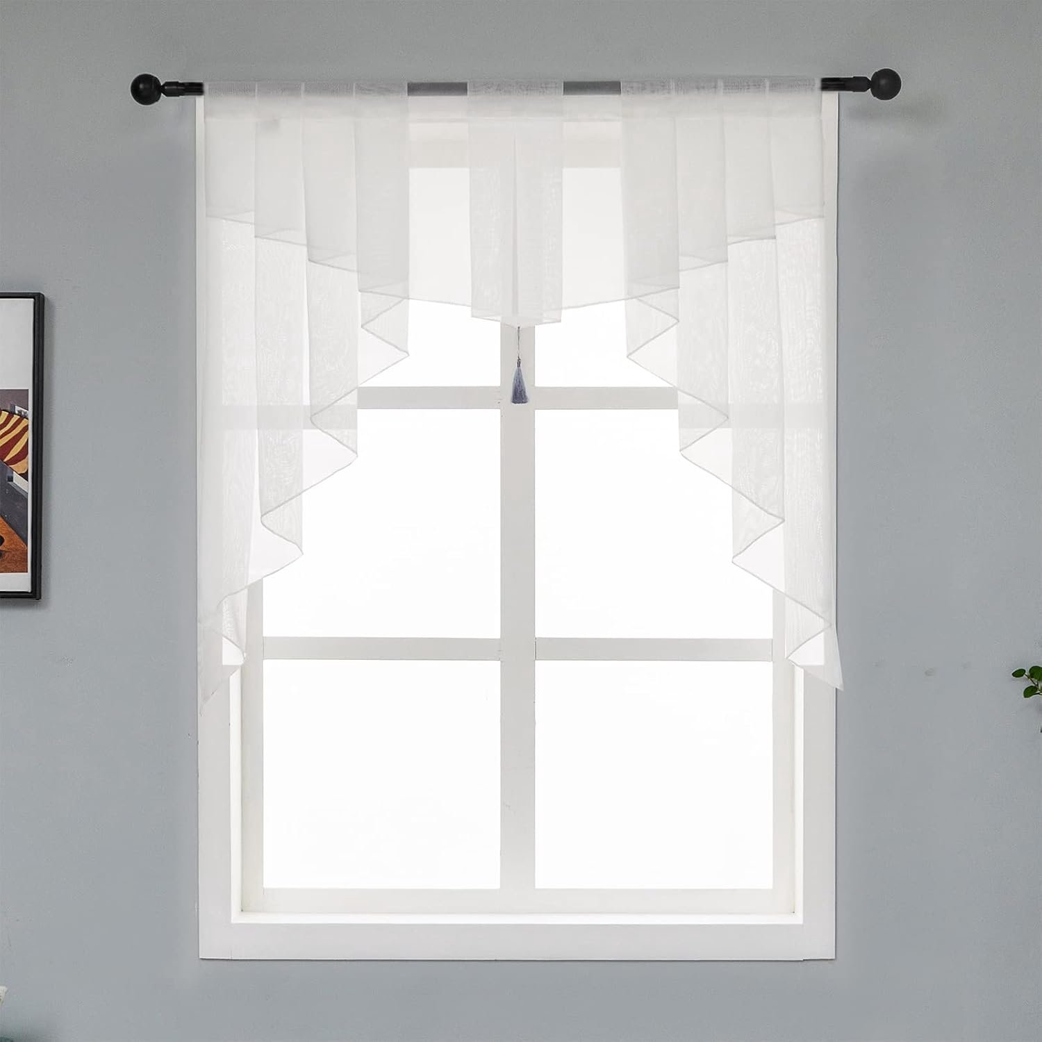Swag gordijnen 75x75 inch - lichtgewicht polyester - rod pocket design - sfeervolle raambekleding voor woonkamer - m-winkel