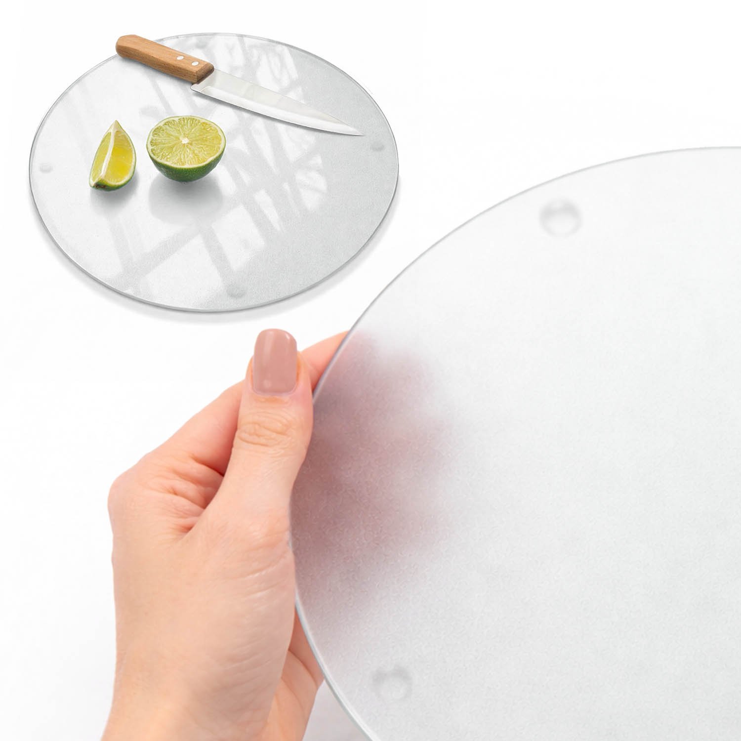 ArtPrintCave - Melkglas Snijplank - fi40 cm - Ronde Hittebestendige Glazen Snijplank - Glazen Snijplank Voor Keuken - Glazen Snijplank met Antislip