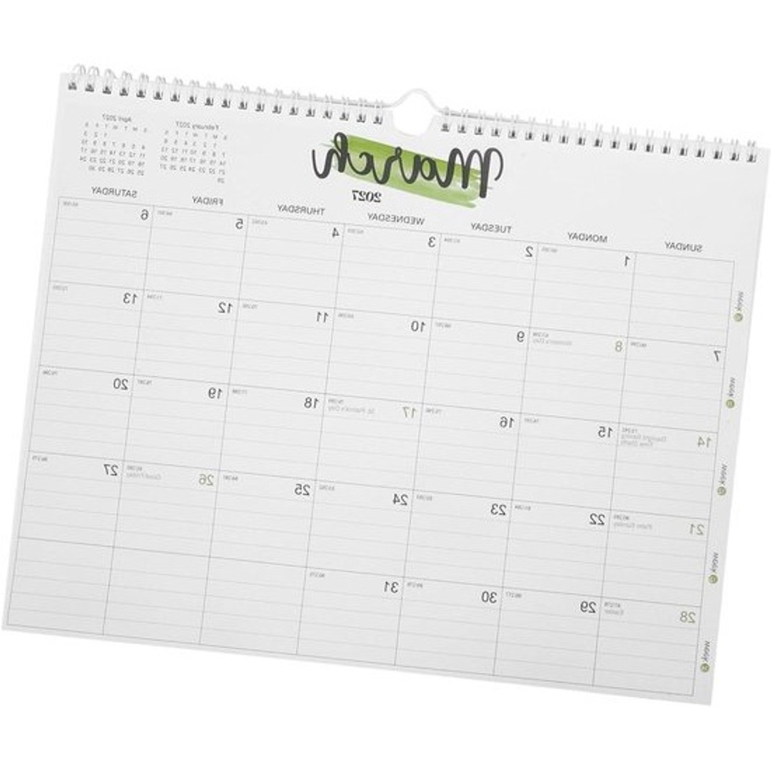 Wandkalender Grote Blokkalender - Familieplanner - Thuis kantoor - Spiraalbinding - 18 maanden - Wit