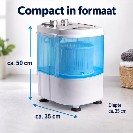 Cheqo® Mini Wasmachine met Centrifuge - Camping Wasmachine - Kleine Wasmachine - Draagbare Wasmachine - Compacte Wasmachine - Caravan Wasmachine - Camper Wasmachine - Studenten Wasmachine - Bovenlader Wasmachine - Wasmachine voor Kleine Ruimtes van Cheqo — afbeelding 5