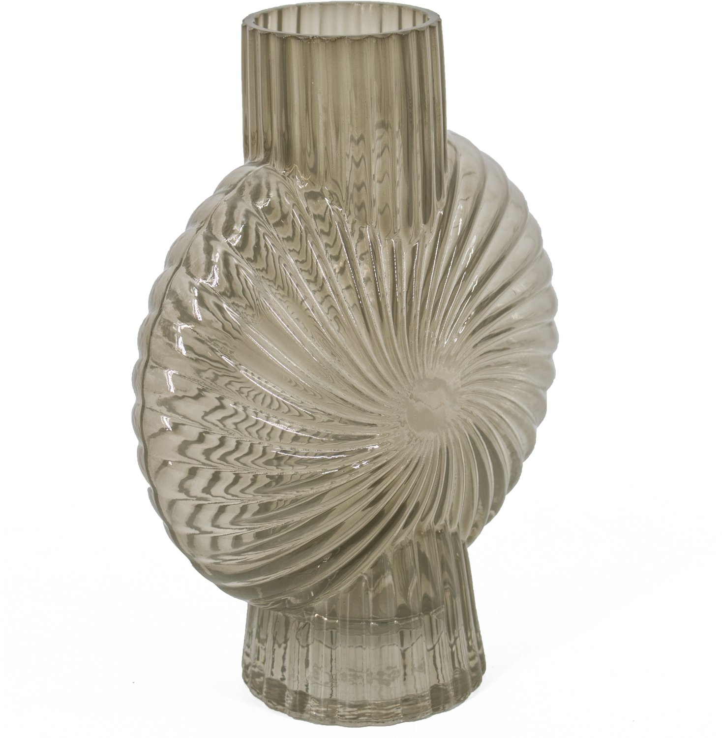 homebound by ky Glazen vaas schelp grijs | glazen vaas | 16x8x20cm | stijlvolle vaas