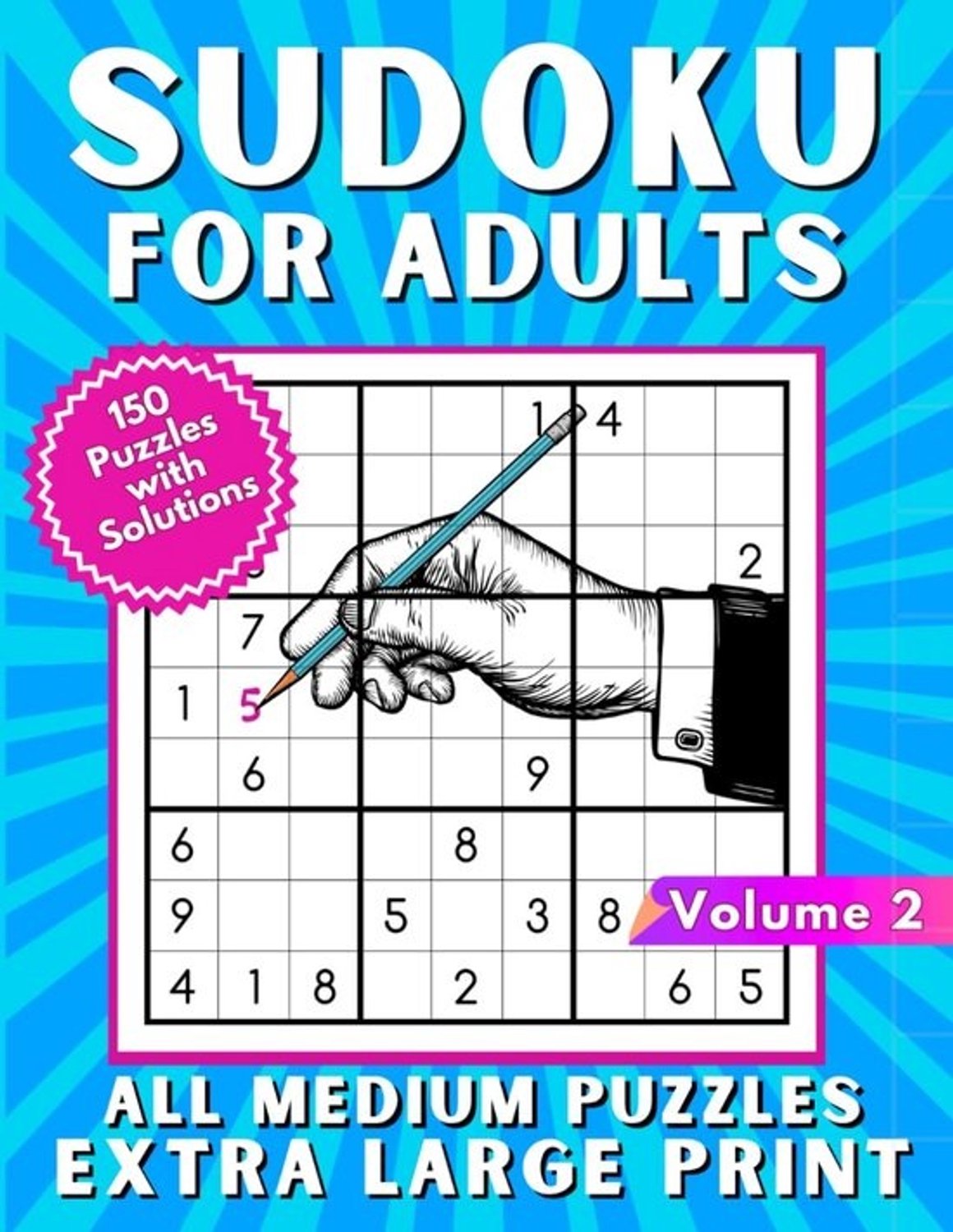 Sudoku voor volwassenen - Extra groot gedrukt, gemiddelde moeilijkheid | 150 puzzels voor geheugen en denkvaardigheden