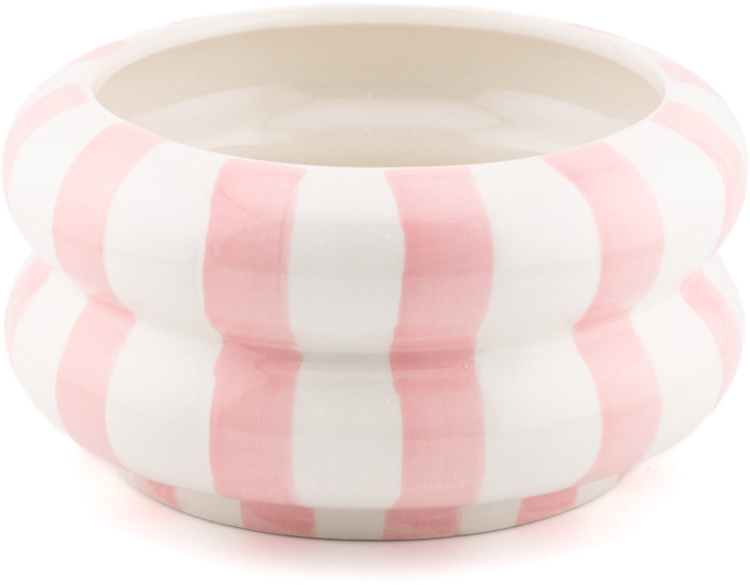 Aardewerk schaal Striped roze