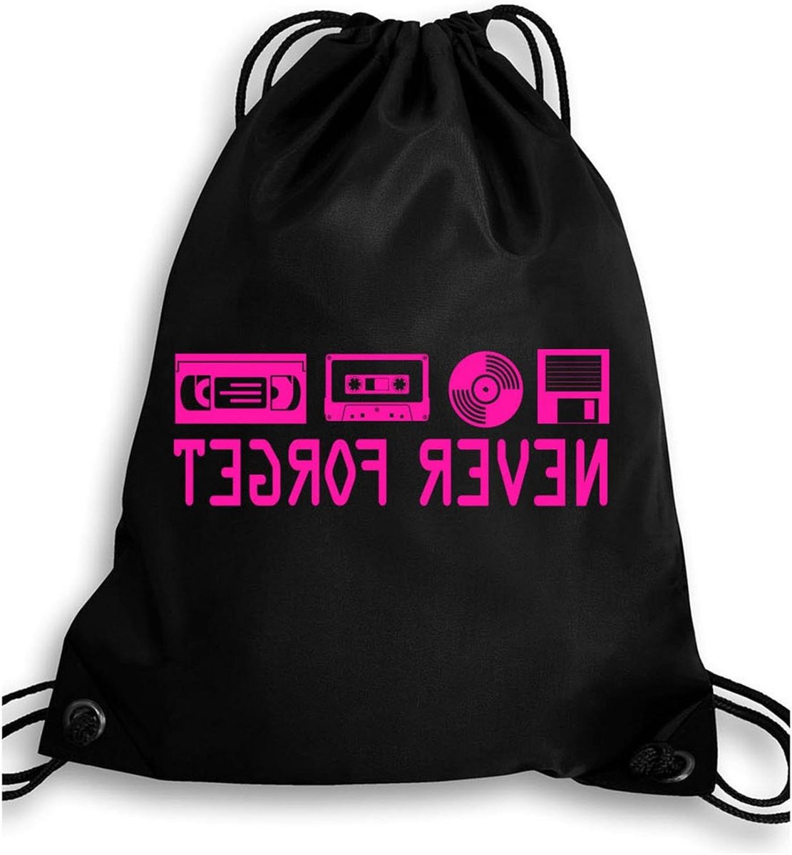 Sporttas met Opdruk - Gymtas Trekkoordtas - Sporten en Reizen - Öko-Tex Standaard 100 - 45 x 34 cm - Zwart