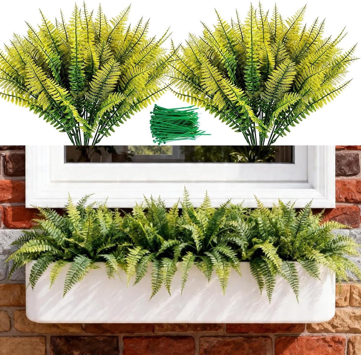 Kunstgrassen met Binders - Nepgras Planten - Balkon Decoreren - UV- en Weerbestendig - 43 cm Hoog - Groen