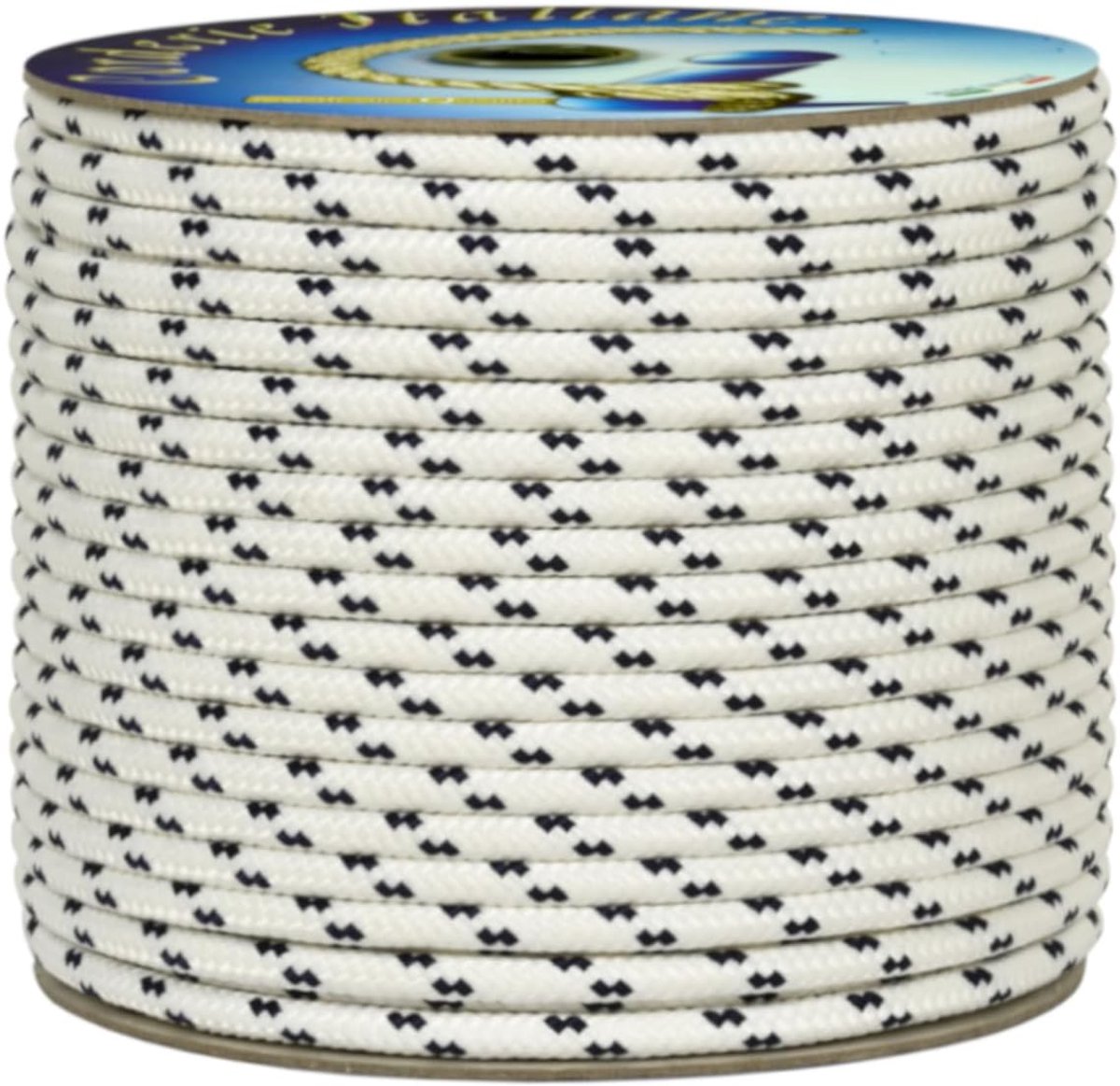 Touw gevlochten 3 mm - 50 meter - wit met blauwe markering - sterk en duurzaam - SnelShoppen