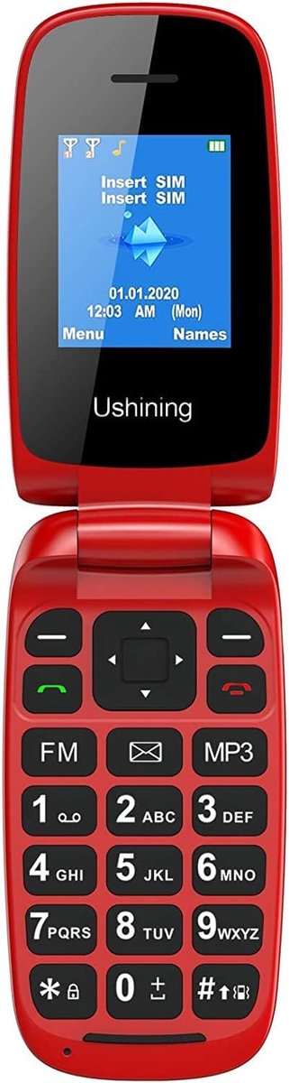 SnelShoppen - CHAKEYAKE 2G Flipphone Ontgrendeld Basis Mobiele Telefoon met Grote Iconen - Eenvoudig te Gebruiken Telefoon voor Ouderen en Kinderen (R