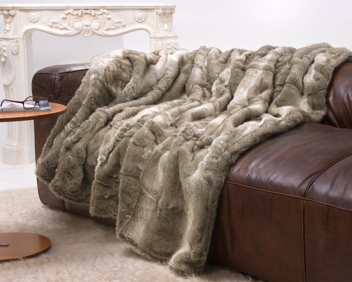 SnelShoppen - XXL Faux Fur Dekentje Berenbont Grijs Beige 150 x 200 cm - 260 x 300 cm met Kussen - Zacht, Hoogwaardige Nicki Stof, Oeko-Tex Standaard
