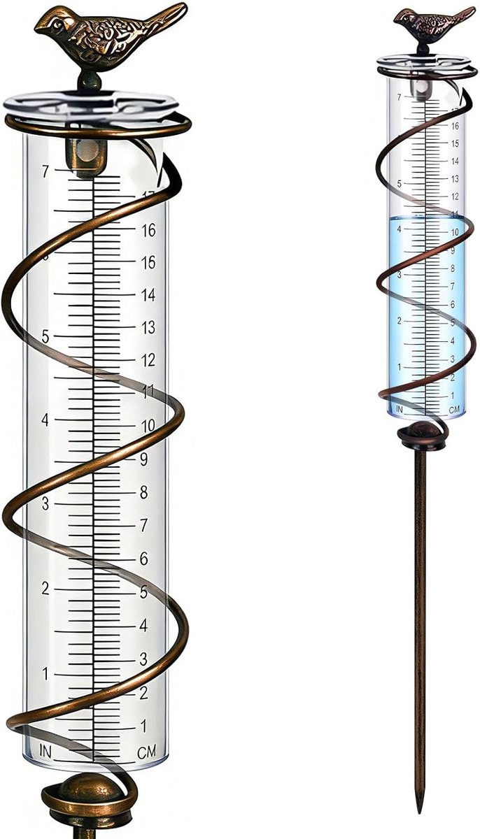 SnelShoppen - Vintage Regenmeter voor Tuin - Tuinaccessoire van Explosiebestendig Glas - Antiek Bronzen Afwerking - Ideaal voor Tuin, Binnenplaats en