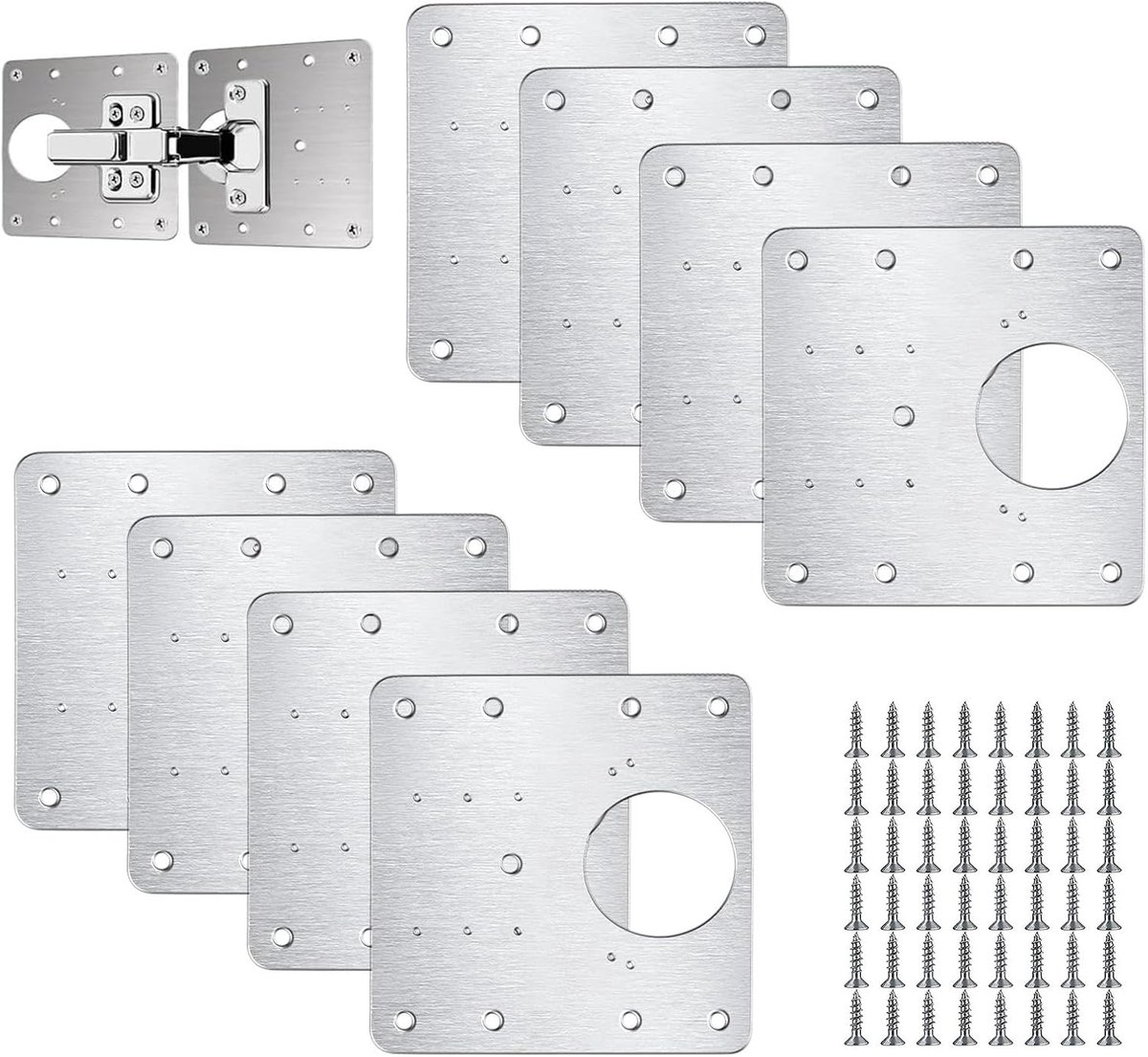 Hinge Repair Plate 8pcs - RVS - Met schroeven - Voor het repareren van kastdeuren - ShopVlot
