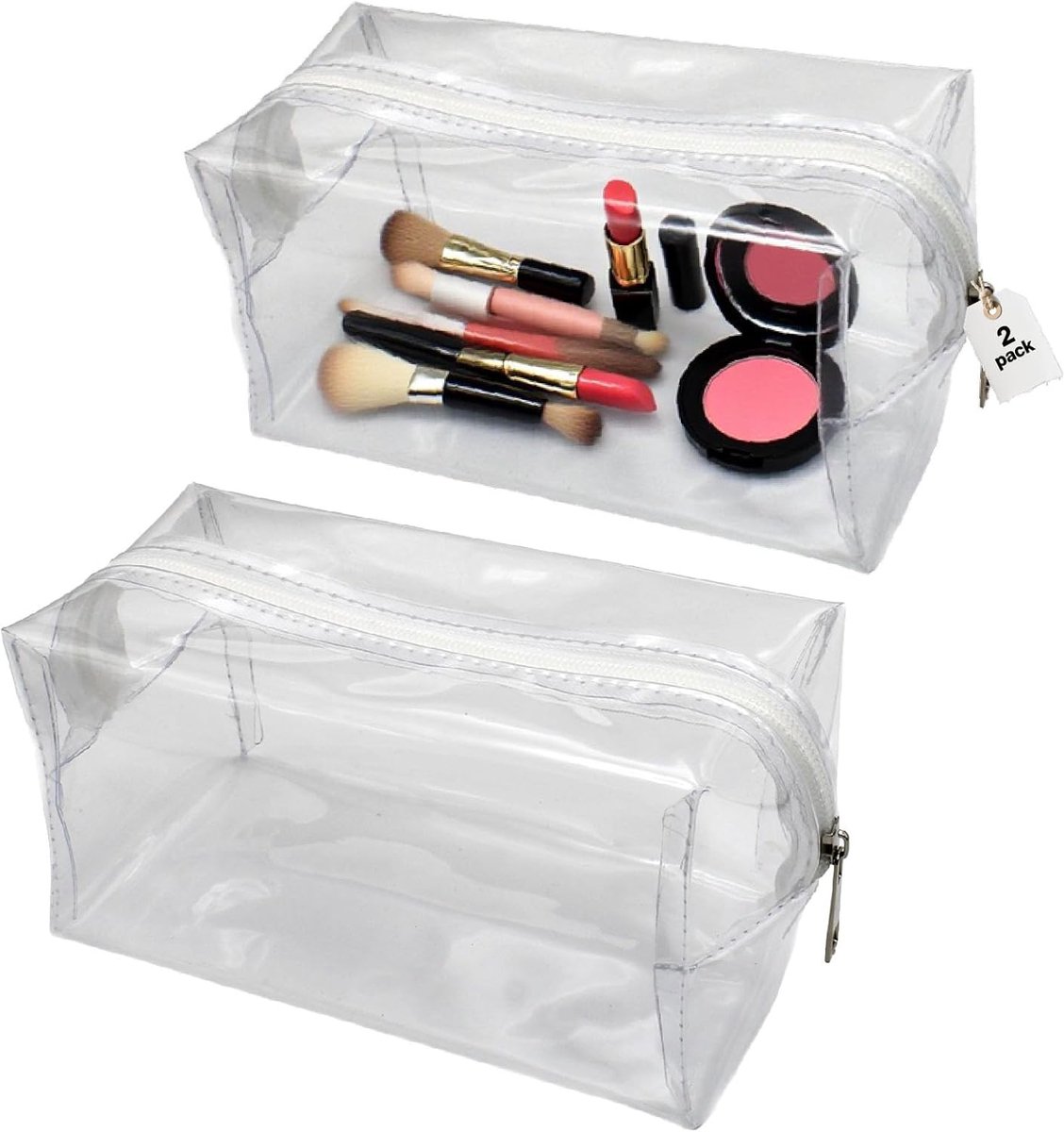 Cosmetic Bag Set van 2 - Transparant PVC - Robuust en waterdicht - Gemakkelijk overzicht - SnelShoppen