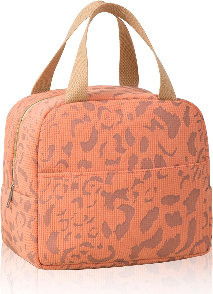 SnelShoppen - Food Thermal Bag - Draagbare Lunchtas - Vouwbaar - Herbruikbaar - Grote Capaciteit - Voor School, Kantoor, Reizen, Picknick - Oranje