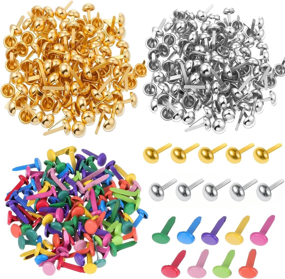 Metalen patroon tasclips 8x16mm - mini brads in meerdere kleuren - voor school en DIY knutselen - ShopVlot