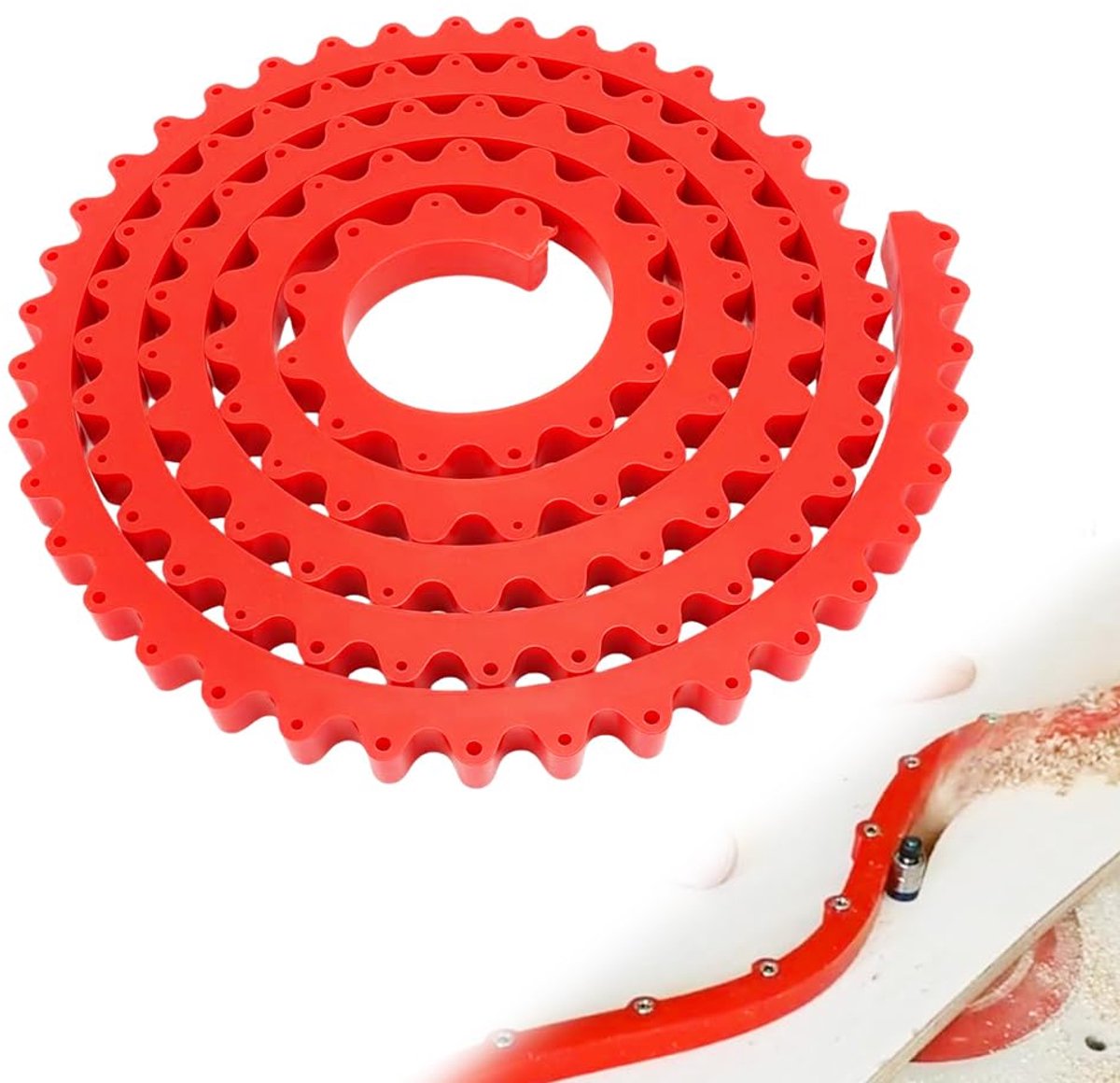 SnelShoppen - Flexibele Curvesjabloon 2m - Buigbare Liniaal voor Profiellijsten Frezen - Vertandde Ketting - Meerpuntsbevestiging - Geschikt voor Deur