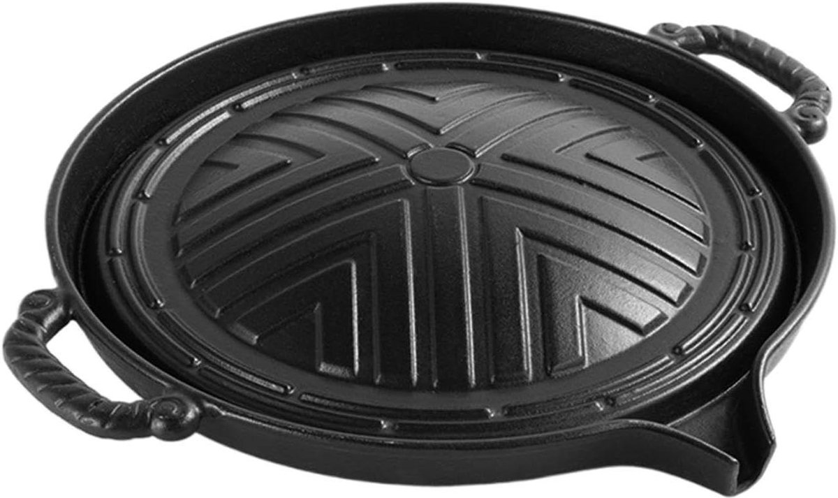 Gietijzeren Grillplaat - Bakplaat BBQ - Buiten Koken - Kantelbaar Ontwerp - 36.6 cm - Zwart