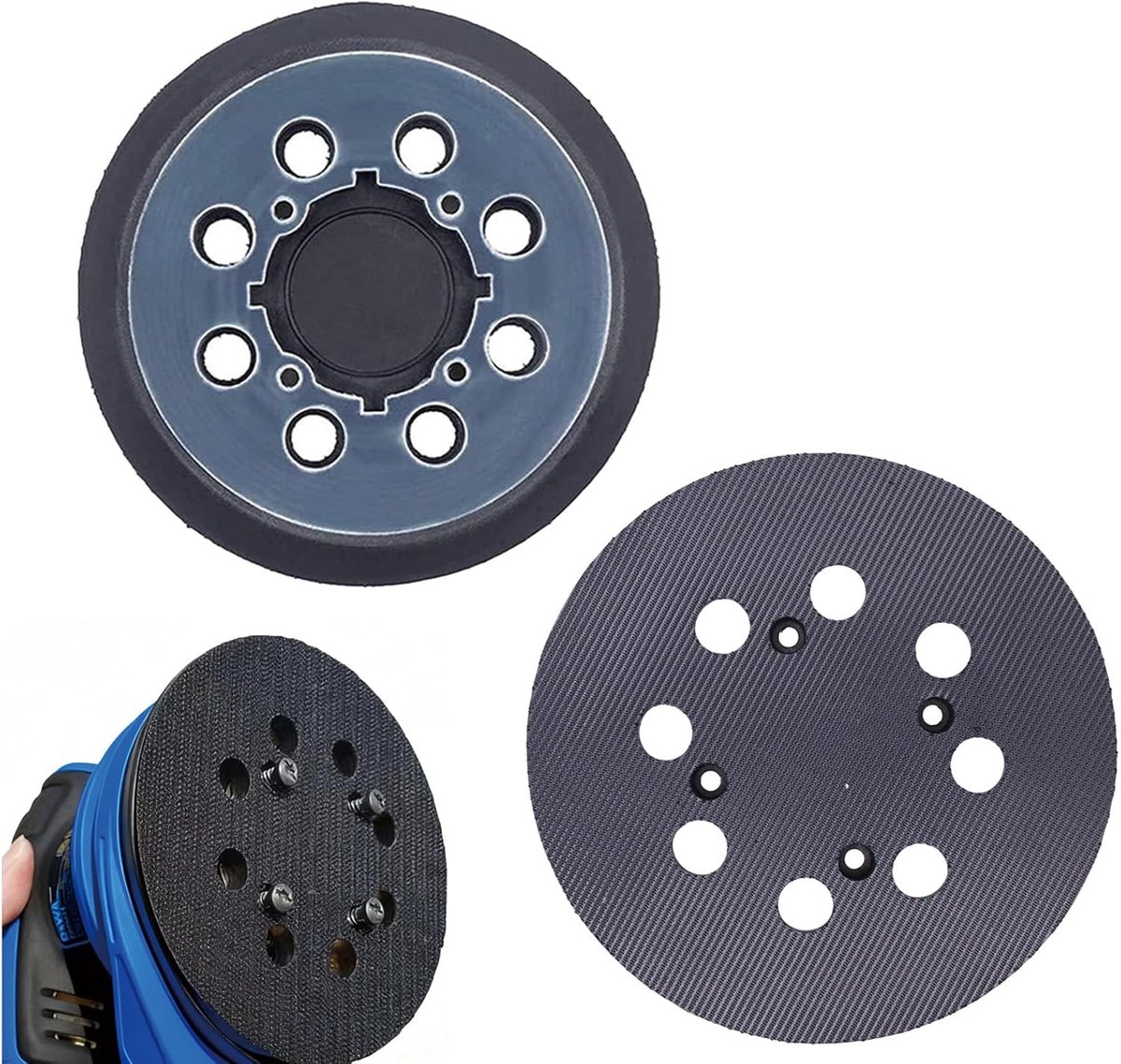 SnelShoppen - Pack van 2 125 mm (5 inch) Schuurdiscs met 8 Gaten voor Stofextractie, Vervangbare Schuurpad met Klittenband, Perfecte Compatibiliteit v