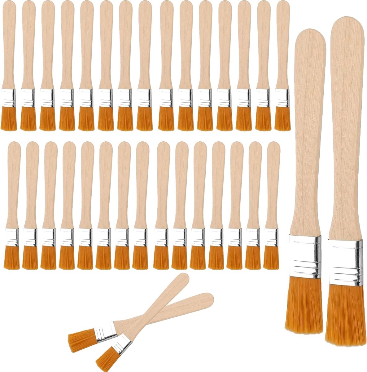 Flat Brush Set 50 Pieces Small Brush Set Glaze Brush Painting Brush Flat Brush Paint Brush for Wooden Handle Colours - ShopVlot