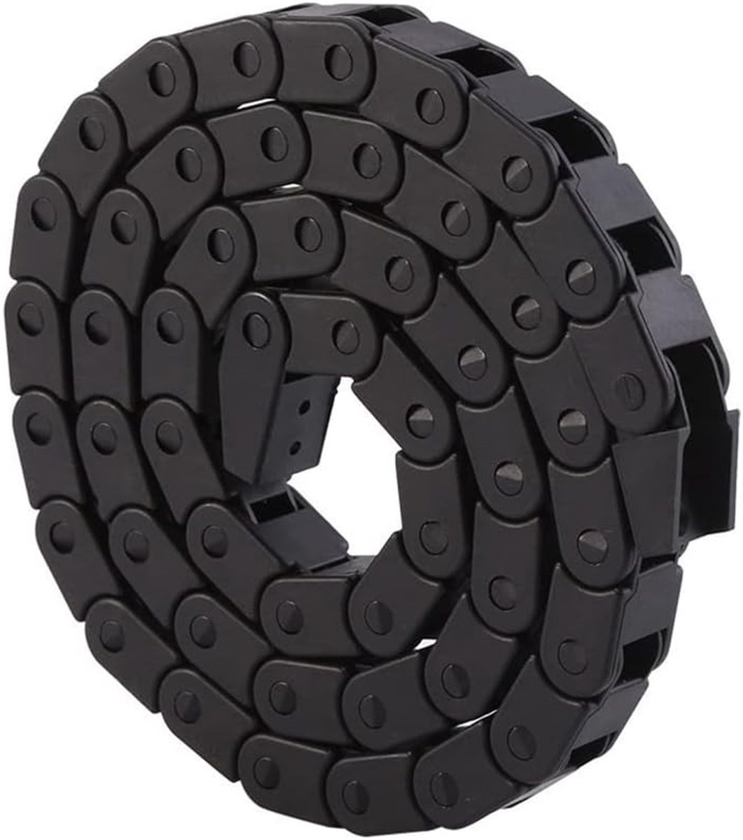 Nylon Trekketting voor Kabeldragers en 3D Printers - Kunststof Transportketting van 1 m, 10 x 10 mm, Ideaal voor Machinekabels en Toepassingen in de Industrie