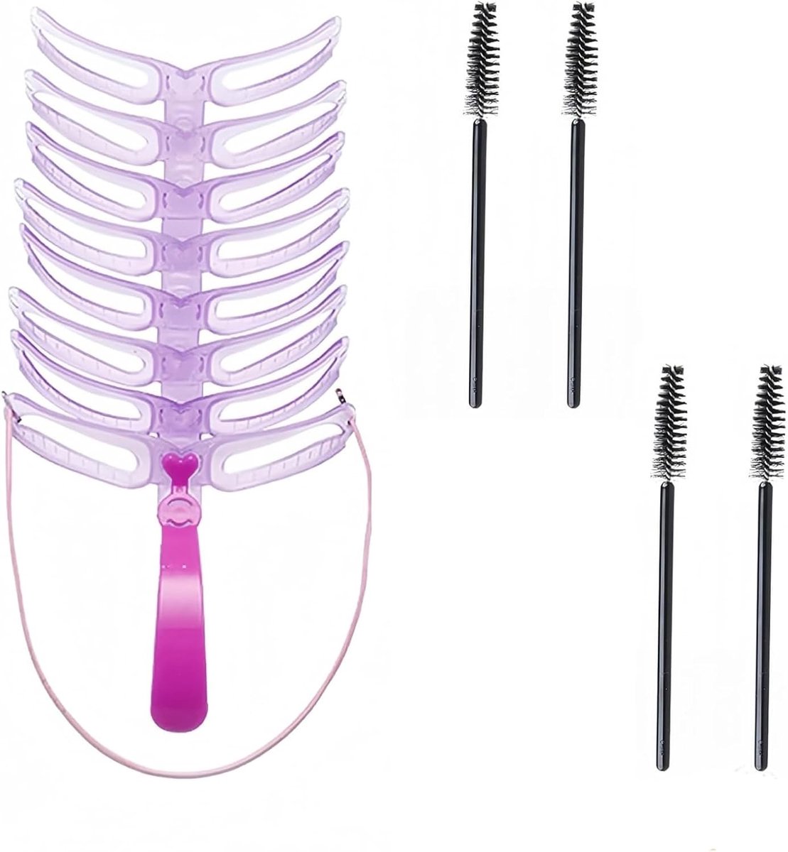 Complete Eyebrow Stencil Set met 4 Borstels, Herbruikbare Sjablonen voor Perfecte Wenkbrauwen, Ideaal voor Natuurlijke en Volle Wenkbrauwen, Inclusief Handvat en Wasbare Make-up Tools