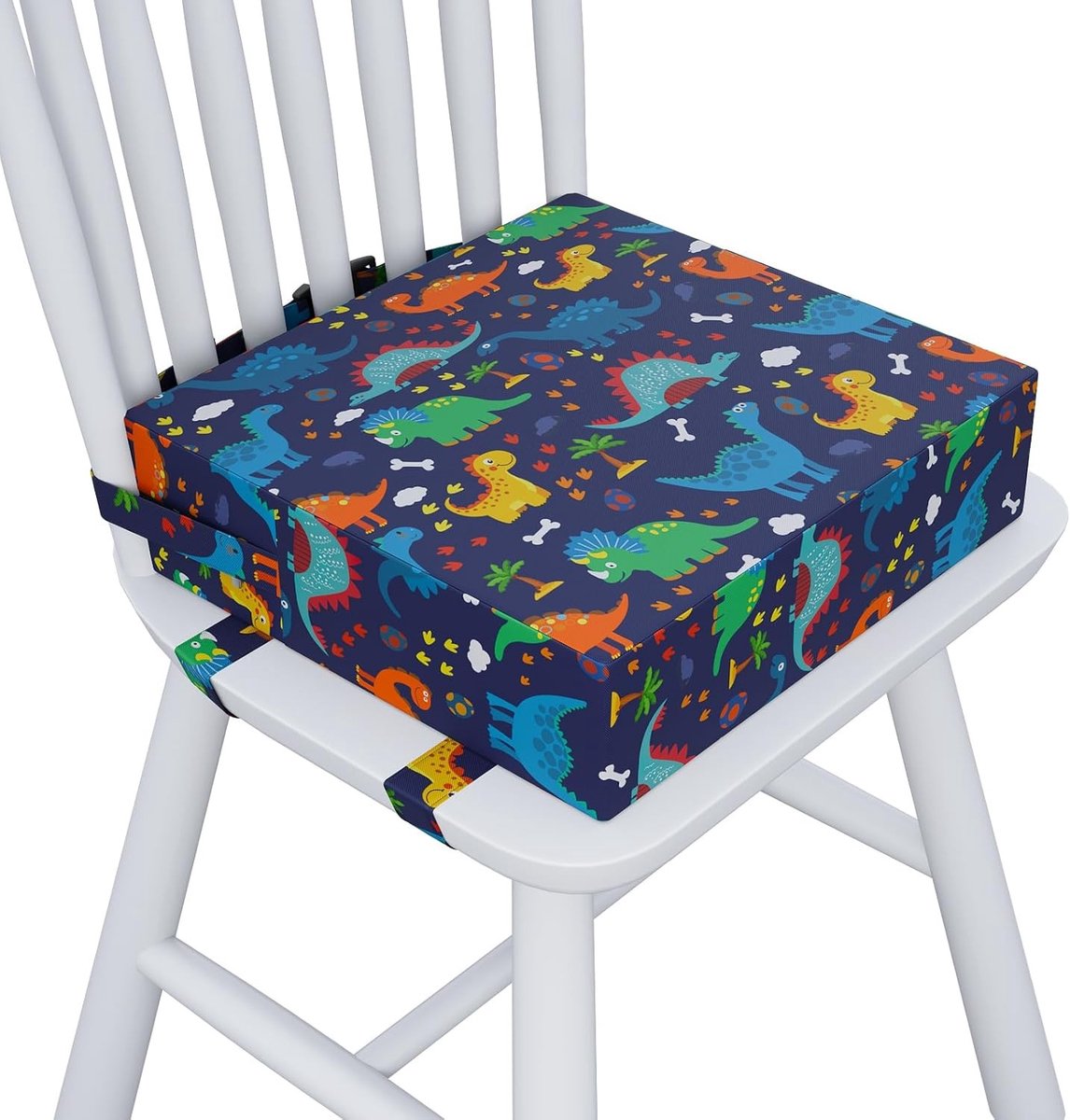 Boosterstoel voor Kinderen, 32 x 32 x 10 cm, Draagbare Verhoogde Stoel, Antislip Zitting, Afneembare Wasbare Kussen, Veiligheidsriemen en Comfort voor Kinderen