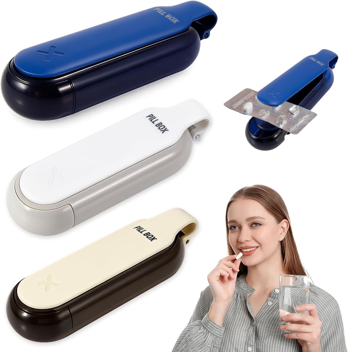 Draagbare pillendoos set van 3, 4-voudige organizer voor medicijnen, ideaal voor reizen en dagelijks gebruik