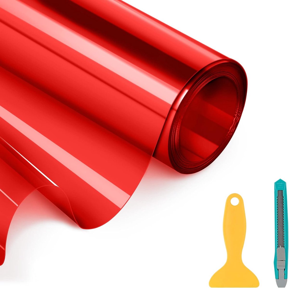 SnelShoppen - Getinte Auto Film voor Koplamp, Achterlicht, Mistlampen, Sticker, 200 x 30 cm, Rood, PVC, Waterdicht, UV-bescherming, Transparant