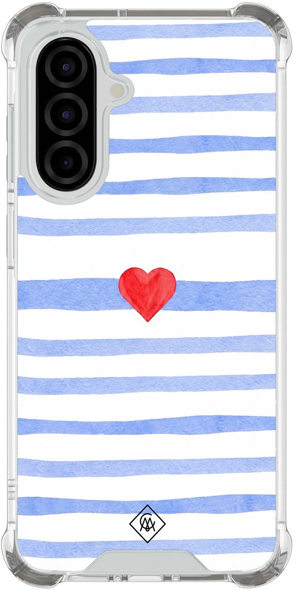 Casimoda® hoesje - Geschikt voor Samsung Galaxy A37 - Blue Love Lines - Shockproof case - Extra sterk - TPU/polycarbonaat - Blauw, Transparant