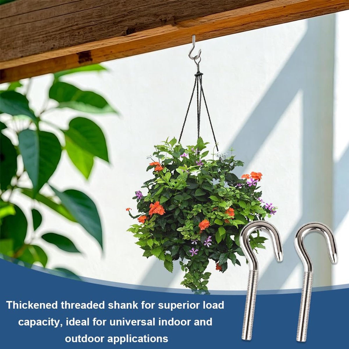 Dailygoods- Haakbout 10 Stuks - 304 Roestvrij Staal - Corrosieweerstand - Lange Schacht - Voor Hangmatten/Swing Stoelen - Gepolijst Afgewerkt - Haakschroef